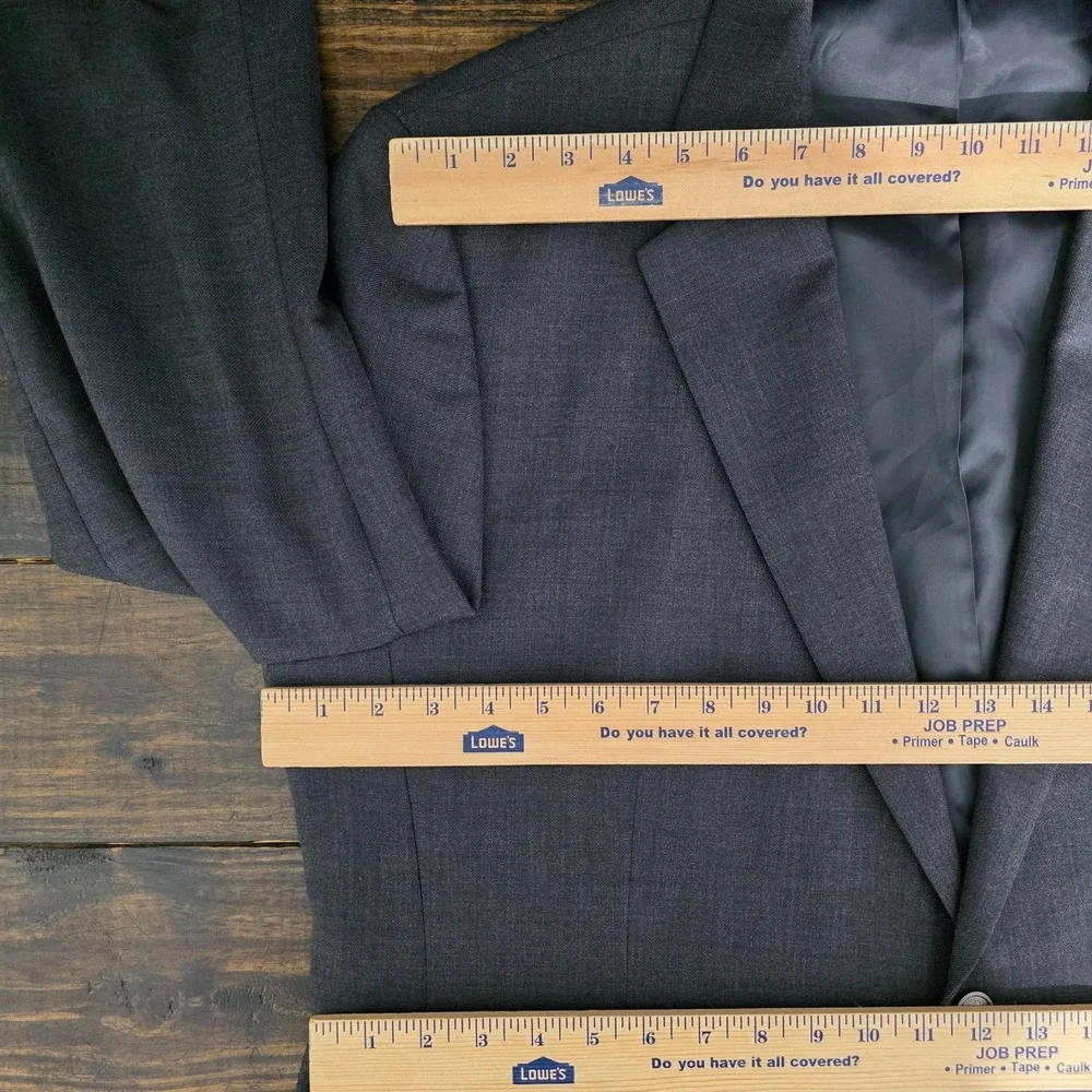 Stafford‎ Essentials Men's Sport Coat Blazer Two Button Gray Poly Wool Blend 48R